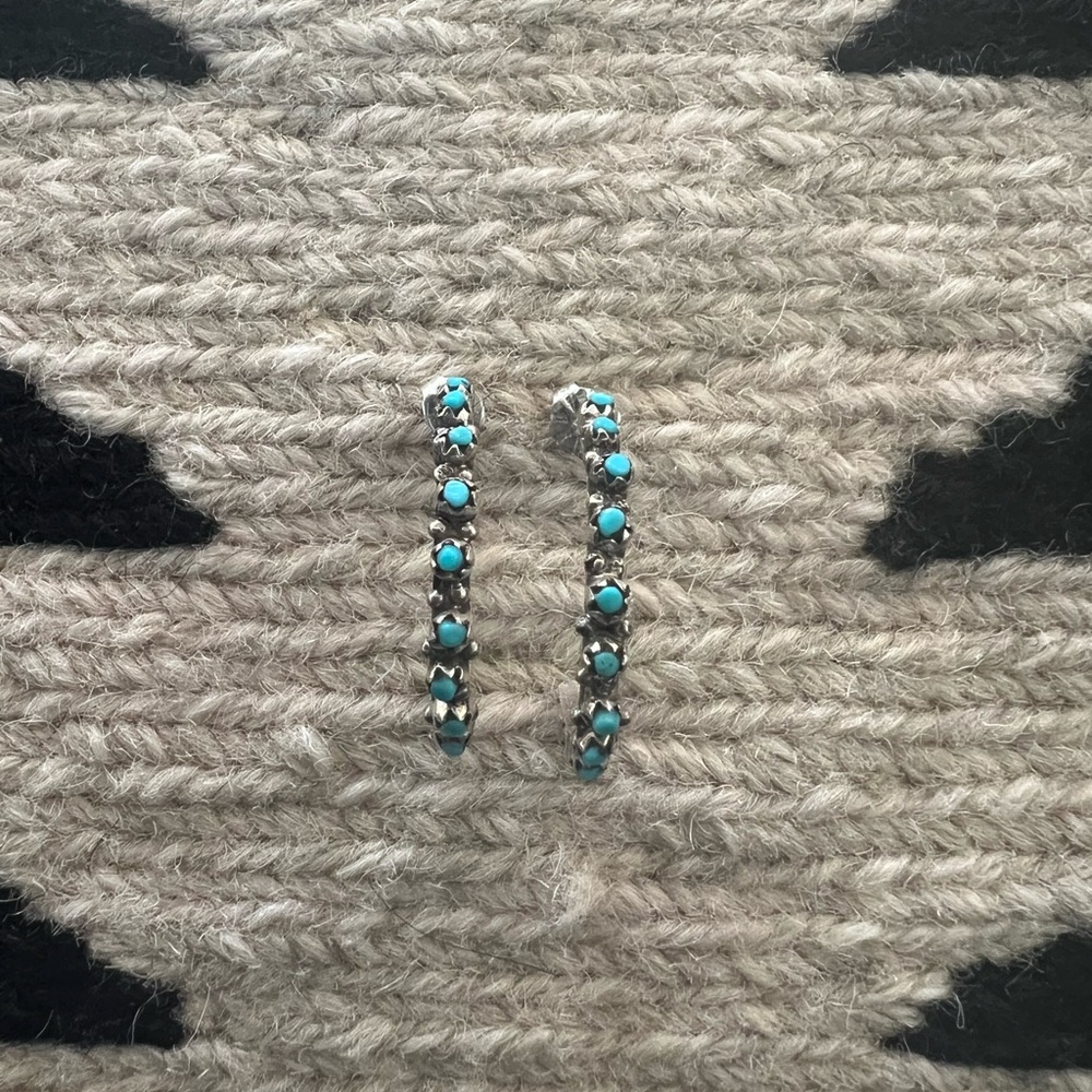 Turquoise & sterling silver hoop earrings